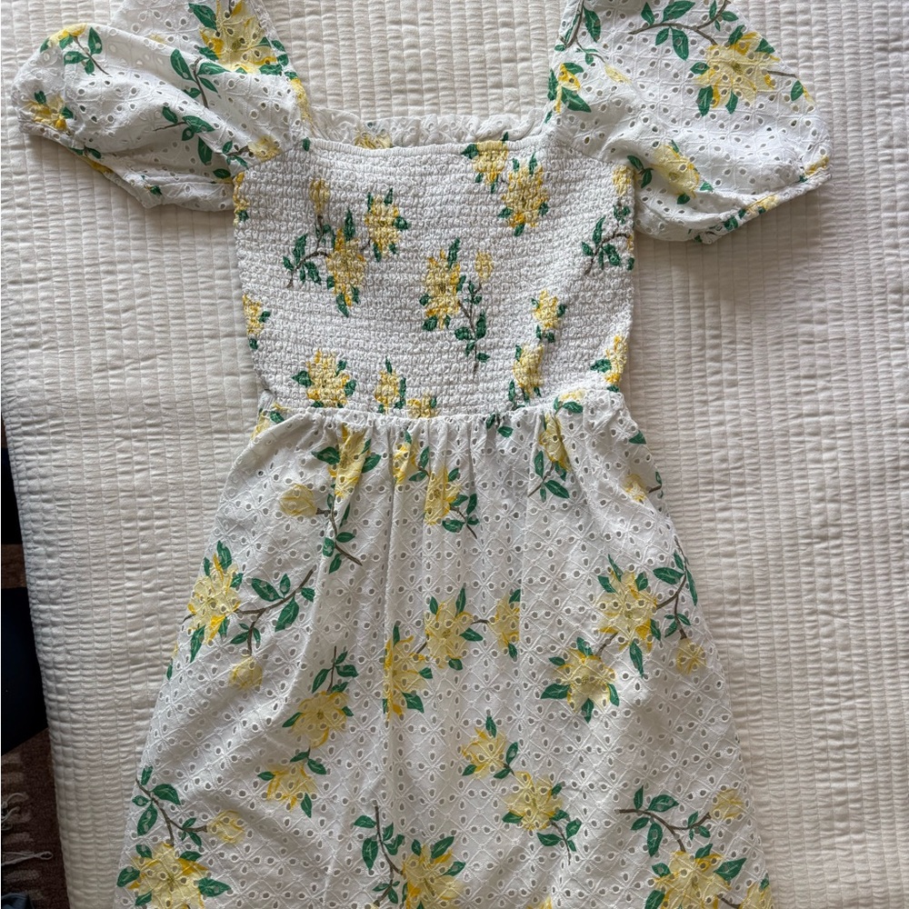 Draper James Cam Smocked Mini Dress in Magnolia Eyelet - Picture 5 of 5